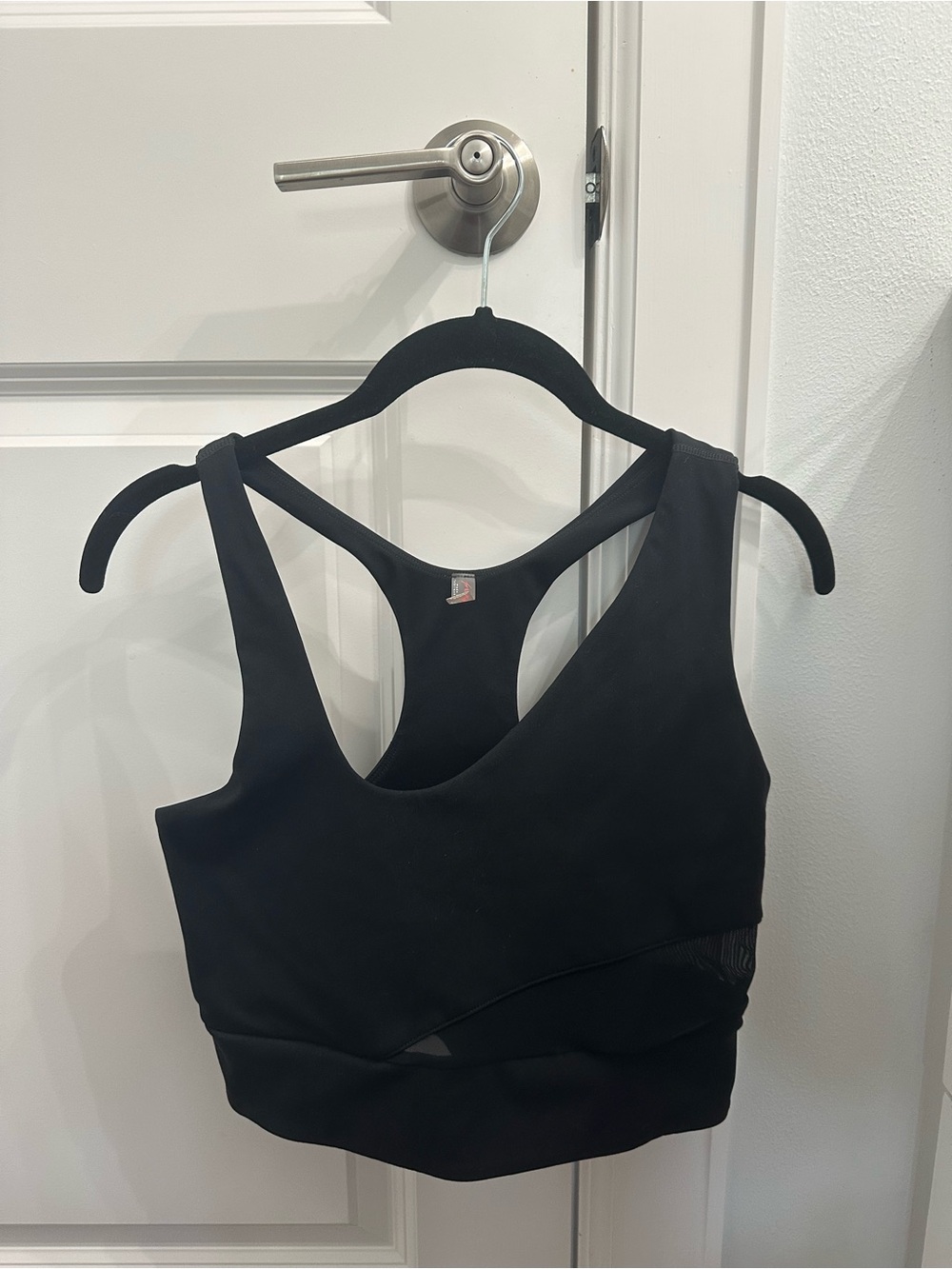Free People Movement Black Mesh Panel Athletic Crop Top